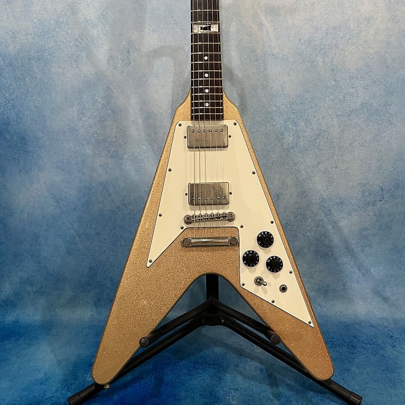 Burny LV 115KK LArc en Ciel ken Signature Gold Flying V Made in Japan