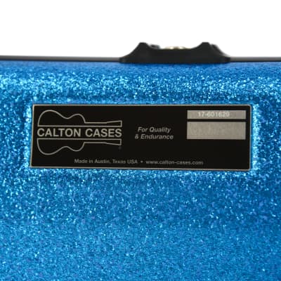 Calton Jazz Bass Case Blue Sparkle w/Gold Interior image 3