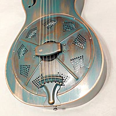Recording King RM-993-VG Swamp Dog Parlor Resonator Guitar Distressed Vintage Green image 7