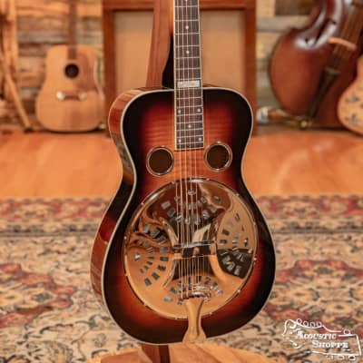 Recording King RR-75PL-SN Phil Leadbetter Signature All Flamed Maple Resonator Guitar #2801 image 4
