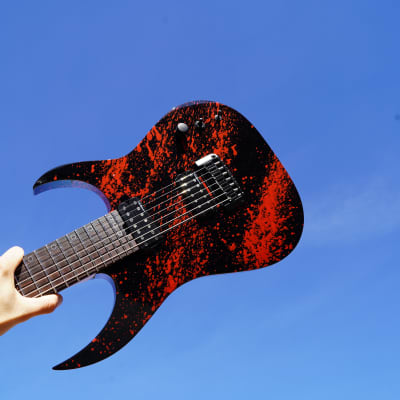 Schecter USA CUSTOM SHOP - Black w/ Blood Splatter - Keith Merrow KM-7 - Hybrid 7-String Electric Guitar w/ Case (2023) image 1