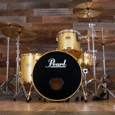 PEARL CLASSIC MAPLE 4 PIECE DRUM KIT CUSTOM MADE FOR STEVE WHITE, GOLD SPARKLE, GOLD FITTINGS image 6
