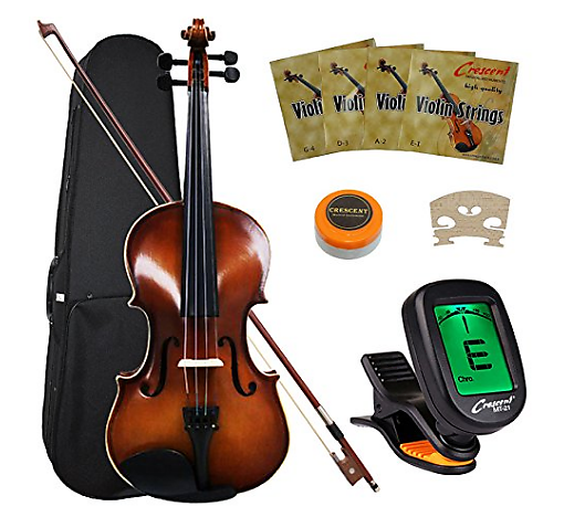 Crescent VL NR AW 4 4 Student Violin Starter Kit Antique Wood Style Includes CrescentTM Digital E