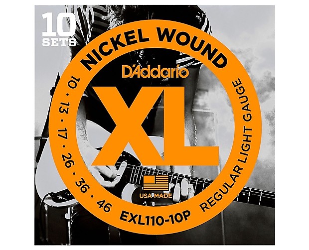 D'Addario EXL110-10P Nickel Wound Light Electric Guitar Strings 10-Pack, .010 - .046 image 1