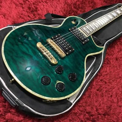 Beautiful good Aria Pro II original custom body Les Paul electric guitar  green w/SC Used in Japan | Reverb