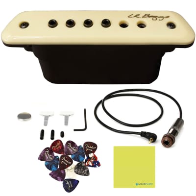 LR Baggs M1 Acoustic Guitar Soundhole Pickup Bundle w/ 12x Fender Picks and Liquid Audio Polishing Cloth