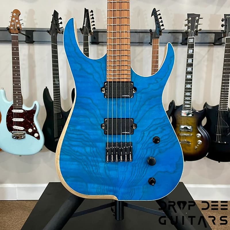 Skervesen Raptor 6 Electric Guitar w/ Case-See-Thru Blue image 1