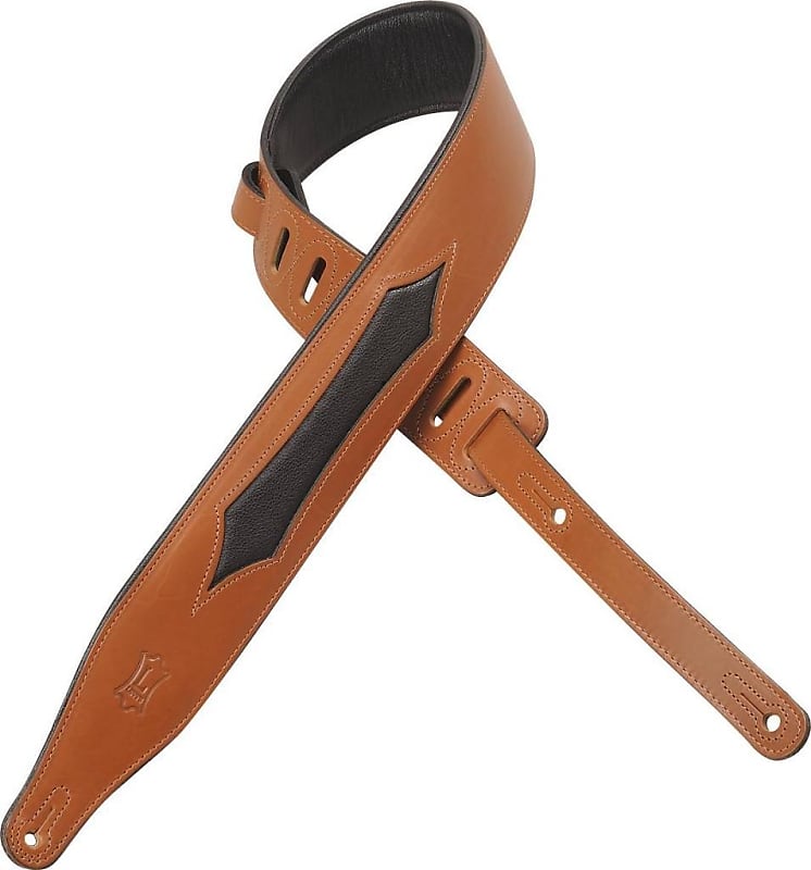 Levy's Guitar Strap,  M17W-TAN, 2.5" Leather w/ Garment Leather Inlay, Tan image 1