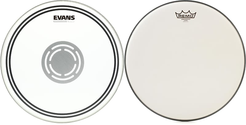 Evans EC Reverse Dot Snare Drumhead - 14 inch  Bundle with Remo Ambassador Coated Drumhead - 14 inch image 1