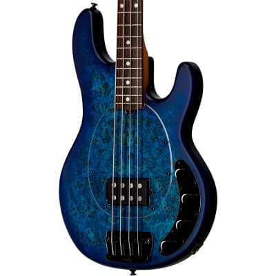Sterling by Music Man StingRay Ray34 Burl Top Rosewood Fingerboard Electric Bass Regular Neptune Blue Satin image 5
