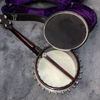 Langstyle Banjo uke :travel tenor banjo 1920’s - Walnut Laquer Nickel Parts image 13