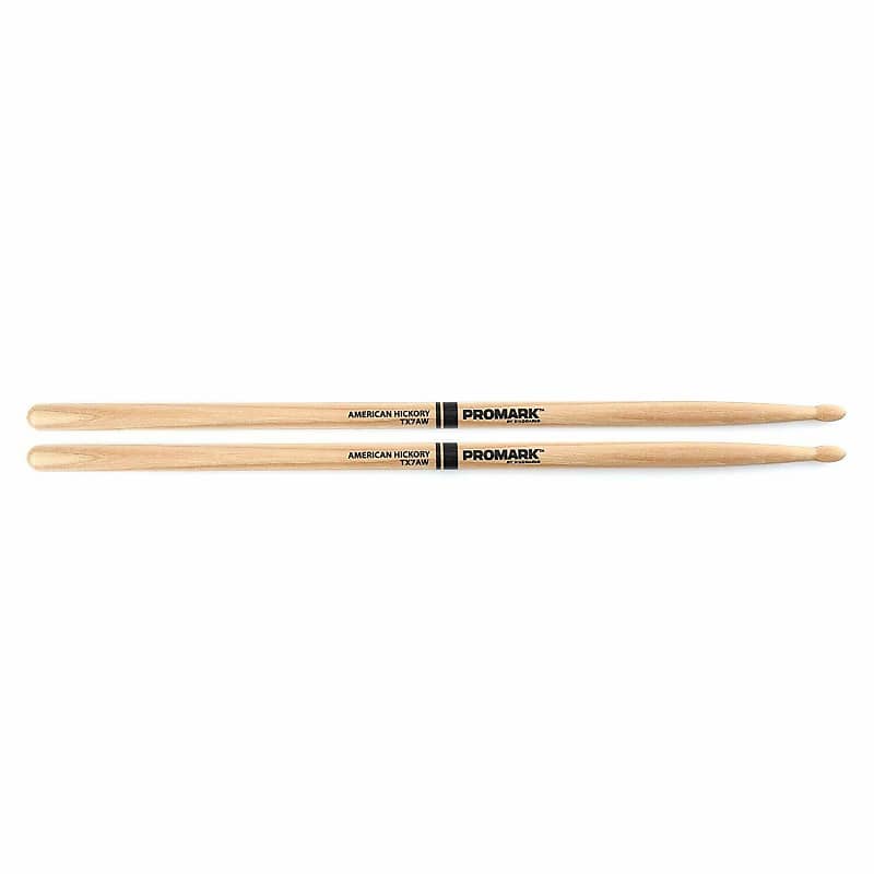 Promark Hickory 7A Wood Tip Drum Sticks - TX7AW image 1