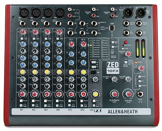 Allen & Heath ZED10FX 10 Channel Multipurpose Mixer With USB And FX image 1