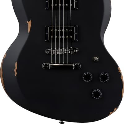 ESP LTD Volsung Lars Fredriksen Electric Guitar - Distressed Black Satin image 1