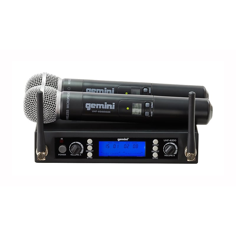 Gemini UHF 6200M Dual Wireless Handheld Microphone System image 1