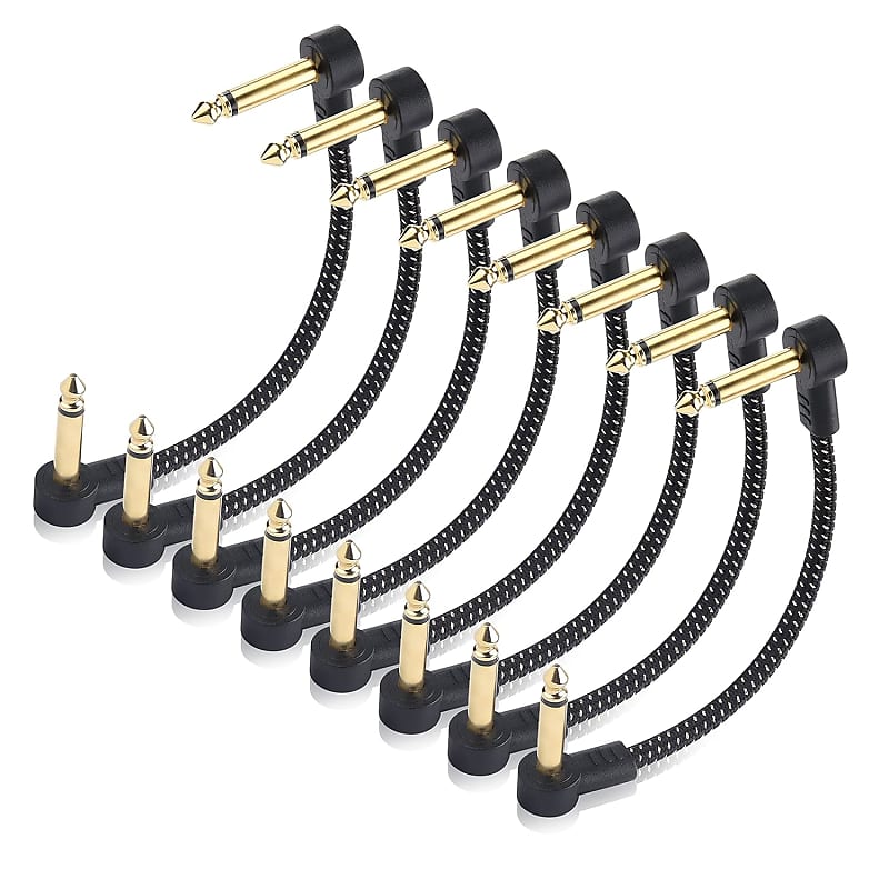 8-Pack 6 Inches Braided Guitar Patch Cable (Guitar Effect | Reverb