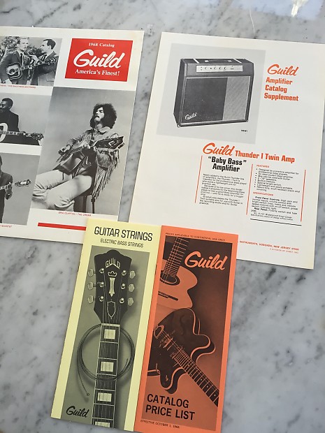 Guild Catalog, Amplifier Catalog Supplement, Catalog Price List, Strings Price List VINTAGE Rare Case Candy Starfire Capri Polara Thunderbird image 1