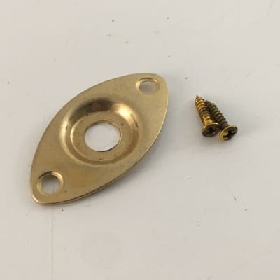Vintage Gold Relic Football Output Jack Retainer Cup Recessed Guitar Oval Dented for sale