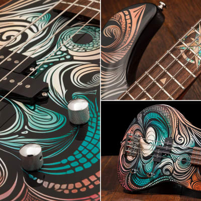Lindo Sahara Electric Bass Guitar (30" Short Scale) | Nautical Star 12th Fret Inlay - Graphic Art Finish | 20th Anniversary Special Edition image 8