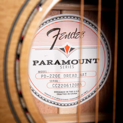 Fender Paramount PD-220E Dreadnought Acoustic-Electric Guitar - Ovangkol, Natural SN CC220612085 image 13