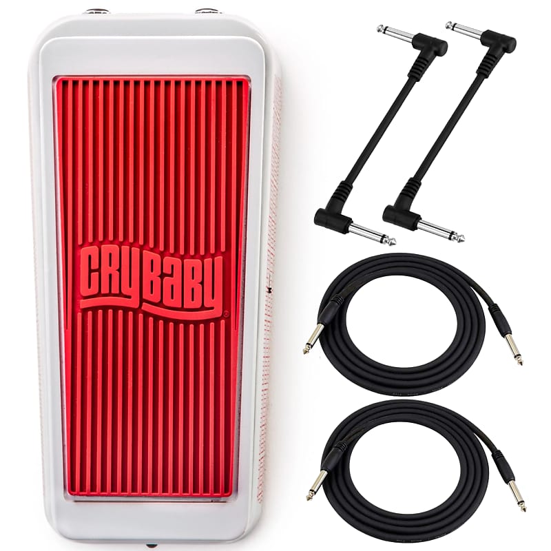 Dunlop CBJ95SW Special Edition Cry Baby Junior Wah Pedal with 4 Free Cables, White image 1
