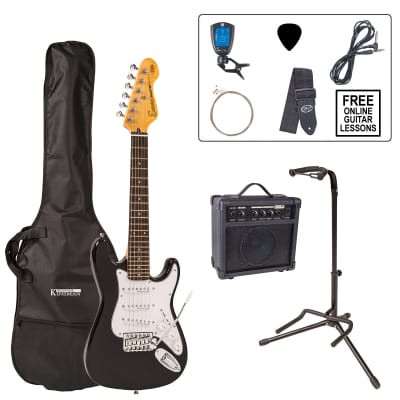 Encore 3/4 Size Electric Guitar Pack ~ Gloss Black image 1