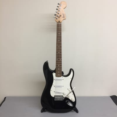 Squier by Fender Strat Black/Mother of Pearl | Reverb