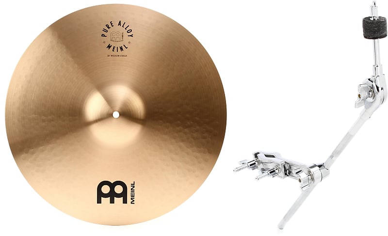 Meinl Cymbals 18 inch Pure Alloy Medium Crash Cymbal  Bundle with Gibraltar SC-GCA Grabber Cymbal Arm with Clamp image 1