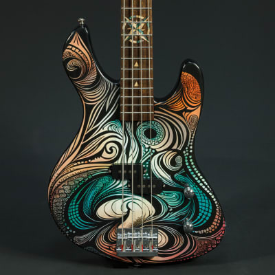 Lindo Sahara Electric Bass Guitar (30" Short Scale) | Nautical Star 12th Fret Inlay - Graphic Art Finish | 20th Anniversary Special Edition image 1