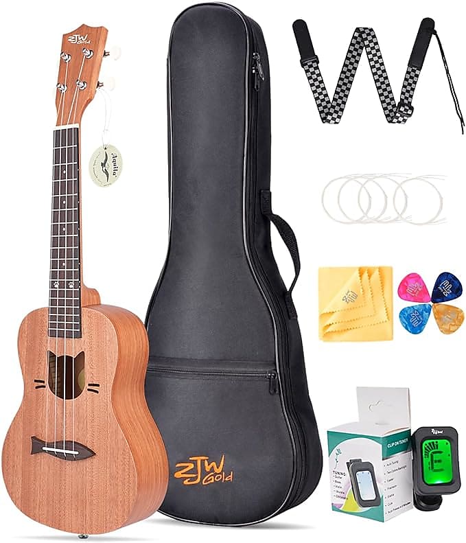  Ukulele Concert Mahogany Bundle 23 inch Ukelele for Beginners  Adults Professional Four String Wooden Hawaiian Starter Uke Kit, by Vangoa  : Musical Instruments