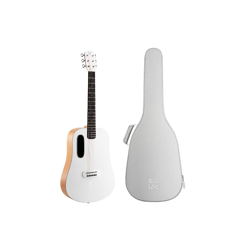 Lava Music Blue Lava Original Acoustic Guitar, Frost White w/ Wireless  Charger Stand & Cable