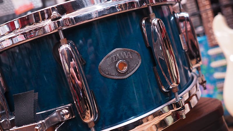 Tama 1465 snare drum See thru blue image 1