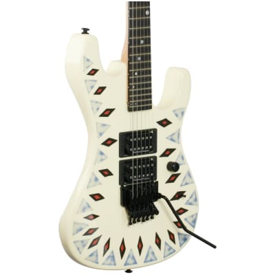 Kramer Nightswan Electric Guitar, Vintage White Aztec Marble Graphic image 3