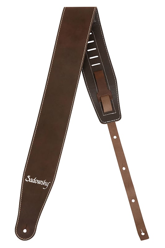 SADOWSKY MetroLine Genuine Leather Bass Strap BRBS Bassgurt (90mm) Brown  Silver Embossing | Reverb