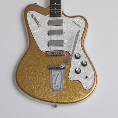 Italia Modena Classic Gold Sparkle Offset guitar Made in Korea w/ original gigbag image 9