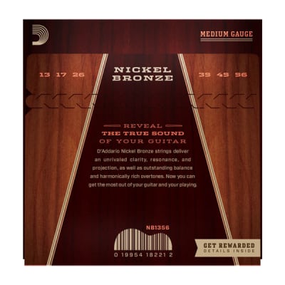 D'Addario NB1356 Nickel Bronze Acoustic Guitar Strings, Medium, 13-56 image 3
