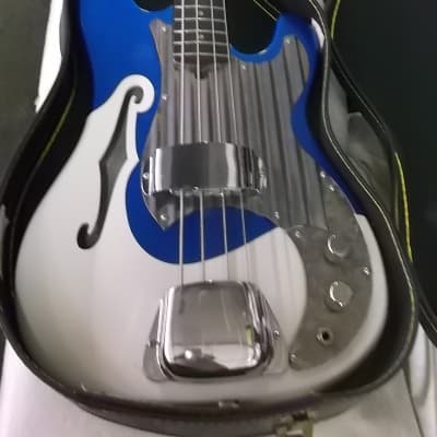 Partscaster Bass Bass 4 String Custom w/ F-Hole 2016 Blue/Cream 2-tone image 1