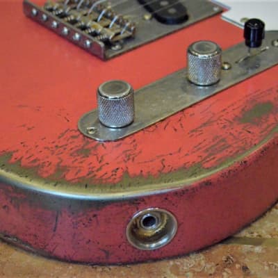 American Fender Telecaster Heavy Relic  Fiesta Red on Jade Green Metallic Custom Shop Pickups image 7