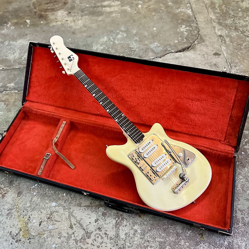 Guyatone LG-140t 1960’s - White original vintage MIJ Japan bizarre guitar  LG140