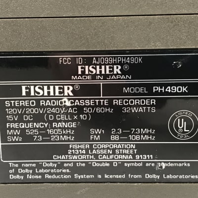 Fisher PH 490K Stereo Boombox Vintage image 10