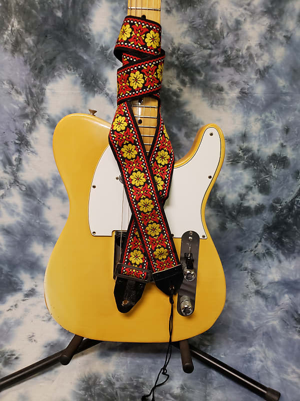 Vintage 1960's Ace Style Stained Glass Japan Guitar Strap Metal Buckle  Hendrix Clapton