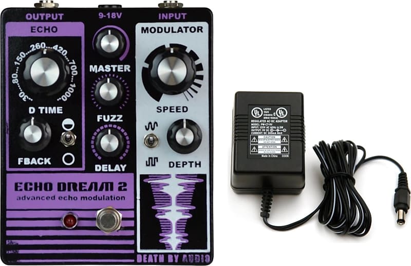 Death by Audio Echo Dream 2 Delay Pedal with Fuzz and Modulation w/ Power  Supply