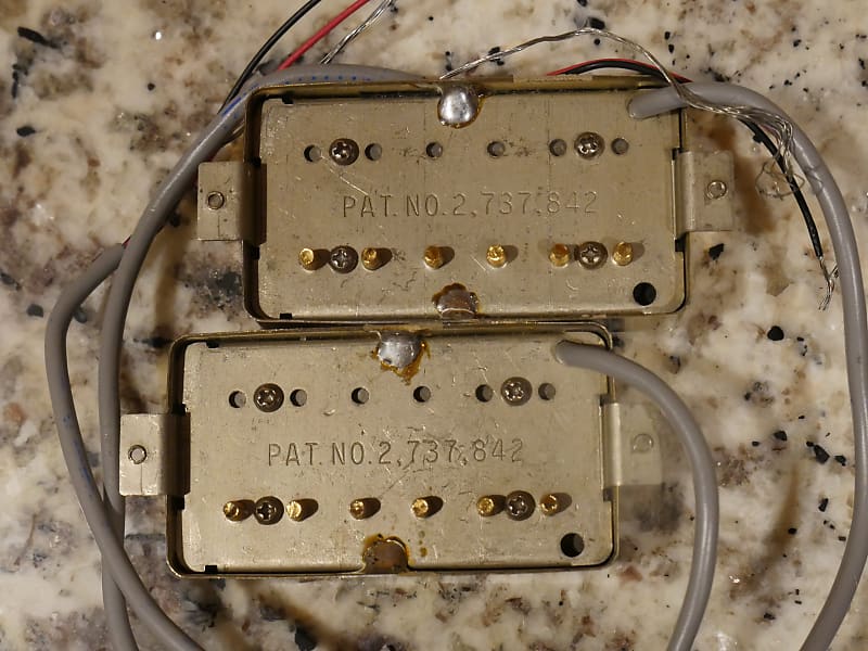 1980s Gibson Pat No 2,737,842 Humbuckers Gold for Les Paul Custom