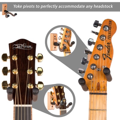String Swing Hardwood OAK Guitar Hanger Wall Mount for Acoustic & Electric Guitars image 3