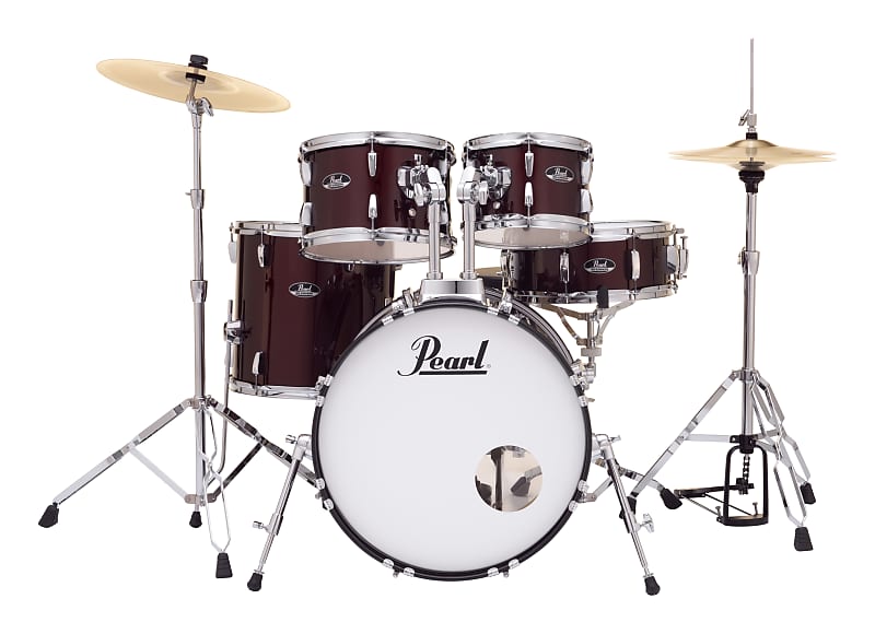 Pearl RS505C/C31 Roadshow 10 / 12 / 14 / 20 / 14x5" 5pc Drum Set with Hardware, Cymbals 2014 - 2023 - Product Color: RED WINE image 1