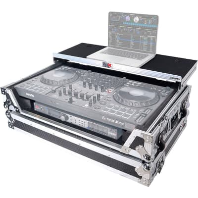 ProX Flight-Style Road Case for Pioneer DDJ-FLX10 DJ Controller With Sliding Laptop Shelf, 1U Rack Space & Wheels Black image 7