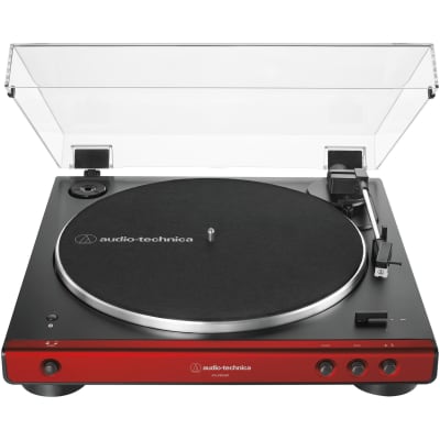 Audio-Technica AT-LP60XBT Belt-Drive Bluetooth Turntable, Red image 1