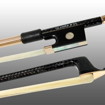 Glasser Violin Bow Braided Carbon Fiber Round, Fully Lined Ebony Frog, 585 Gold Grip & Tip 4/4 size image 2