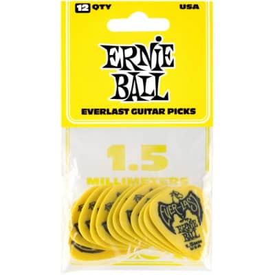 ERNIE BALL 9195 Everlast Pick Pack 1,50mm Plektren, gelb (12Stück) for sale
