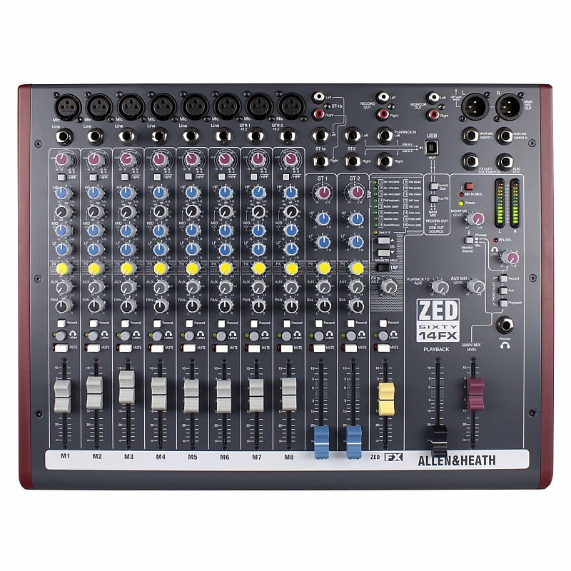 Allen & Heath ZED-60-14FX 14-Channel Mixer w/ 60mm Faders, Effects
